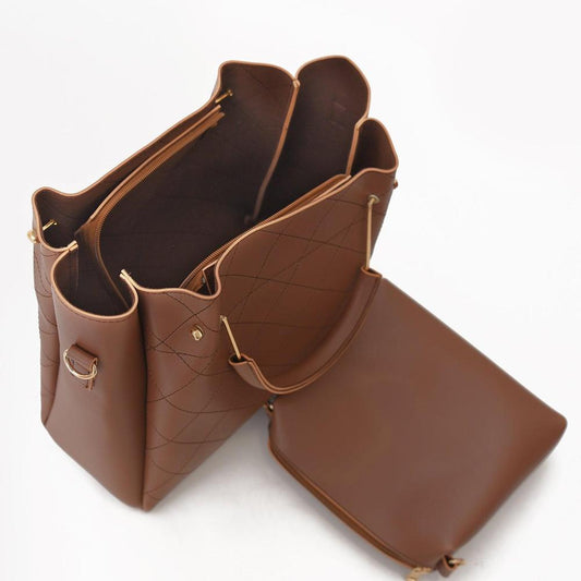 2 Piece Berry Leather Handbag Set